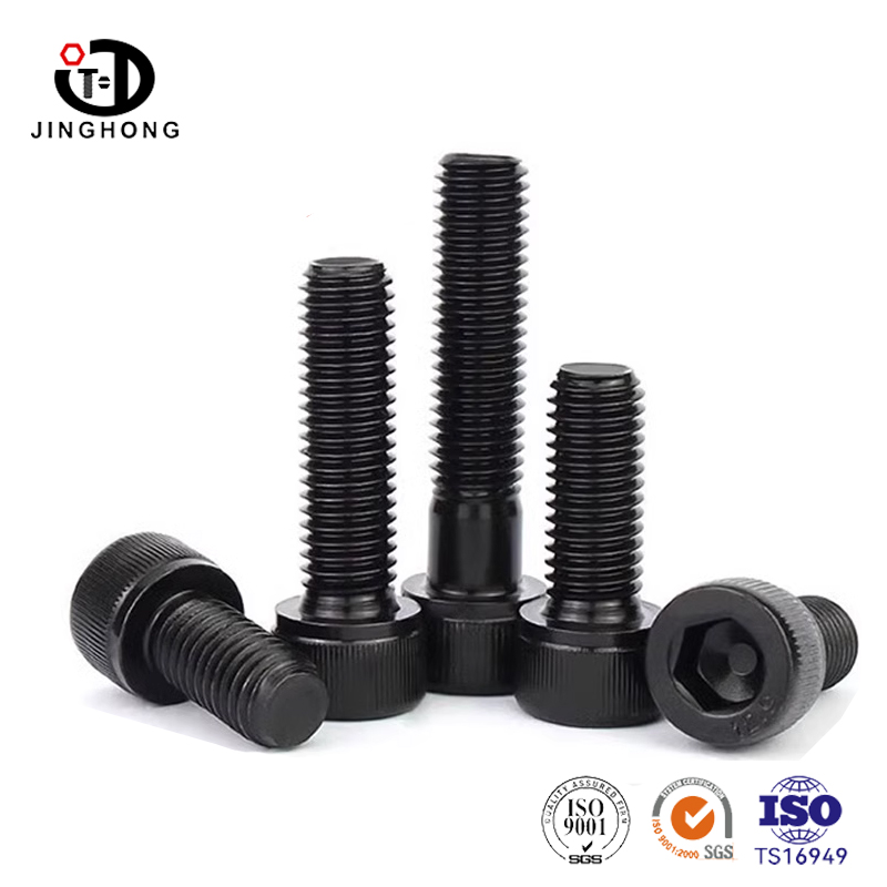 Parafusos pretos da cabeça cilíndrica hexagonal