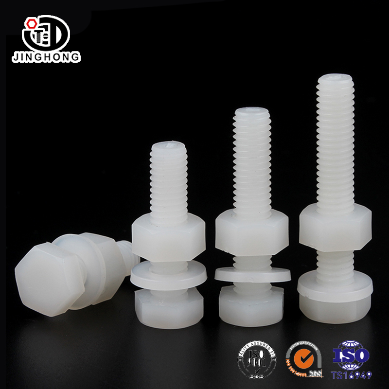 Nylon Hex Hex Head parafuso e porca com kit de arruela plana