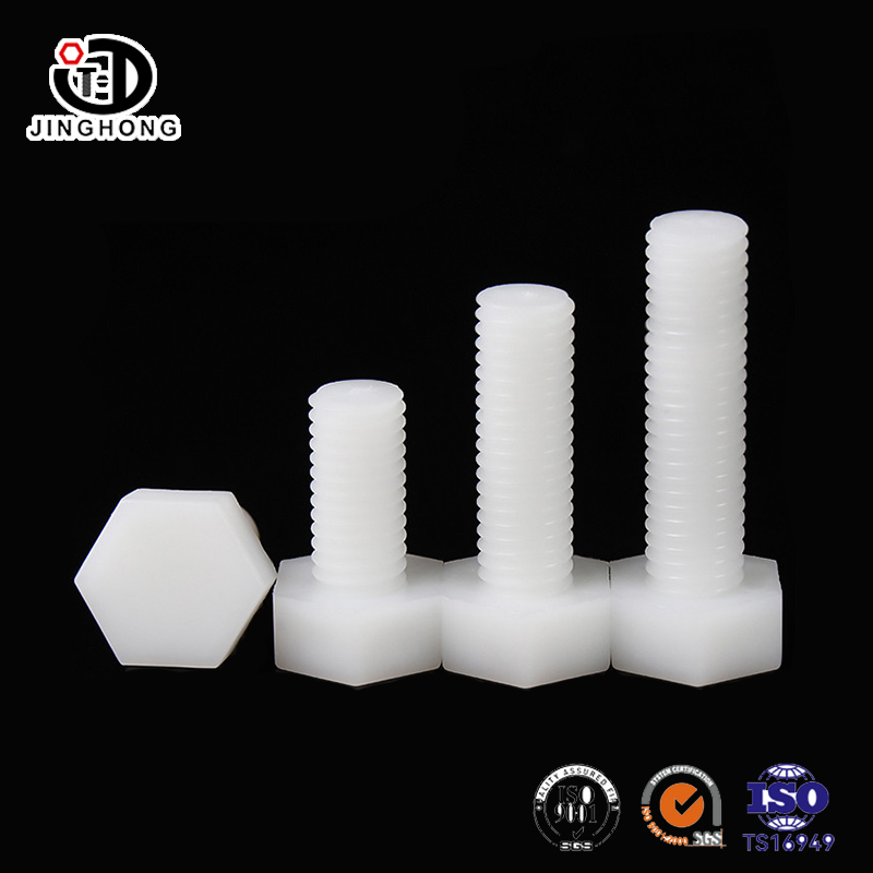 Parafuso de cabeça hexadecimal de nylon branco